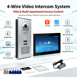 Système d'interphone vidéo multi-appartements Anjielo, 4 fils, Tuya Smart WiFi, écran tactile, caméra de sonnette résistante à l'eau - Product Image 1