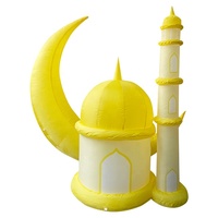 Ramadan Inflatables Outdoor Blow Up Décoration de vacances musulmanes Mosquée gonflable avec lumière intégrée pour la maison, la pelouse, la cour et la fête