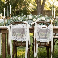 Housse de chaise de mariage Just&Married en dentelle rétro française pour la décoration du dossier, accessoires de décoration de scène de mariage personnalisables