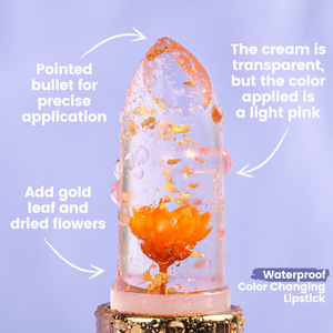<span class=keywords><strong>Rouge</strong></span> à lèvres <span class=keywords><strong>PH</strong></span> hydratant à la température avec fleur sèche feuille d'or Transparent marque privée changement de couleur <span class=keywords><strong>rouge</strong></span> à lèvres - Product Image 3