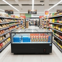 Congélateur coffre à grande capacité avec vitrine super transparente et affichage profond, type îlot