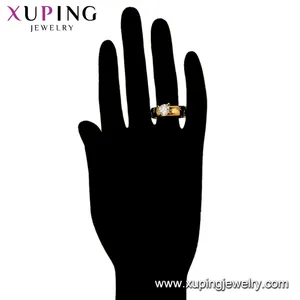 R-150 xuping joia estampado de folhas casamento em aço inoxidável 24K cor ouro propor com um anel de presente