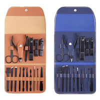 Ensemble de coupe-ongles en acier inoxydable luxueux de 16 pièces avec poignée en caoutchouc, outils de manucure et de pédicure - Kit professionnel portable