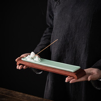Porte-encens et brûleur en céramique naturelle polie, fait main, religieux chinois Qianlijiangshan, pour l'aromathérapie à domicile et l'ornementation