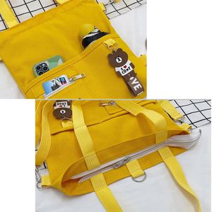 Bolso de compras reutilizable con correa ajustable para el hombro, bolso de lona de algodón duradero con bolsillo y cremallera. - Product Image 4