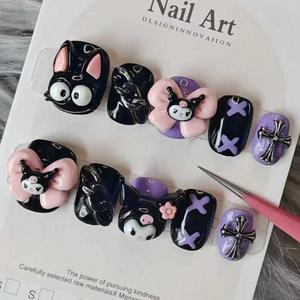 Marque privée de luxe presse sur les ongles ongles faits à la main en acrylique épais personnalisés avec des strass ongles artificiels - Product Image 3