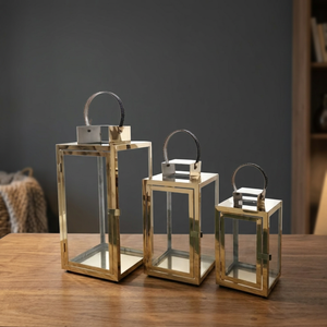 Stainless Steel Mini <b>Lantern</b> <b>Candle</b> <b>Holder</b> Set of 2 Metal <b>Candle</b> Jar Portable Table Decoration for Wedding - Product Image 4