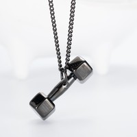 Collier de musculation sportif en cuivre et diamant de style européen et américain pour couples, haltères, barres de musculation, collier de musculation