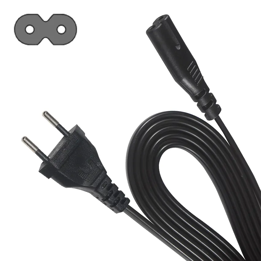 1.8m noir Approbation Vde Europe Prise Iec Câble Schuko avec la Figure 8 Connecteur C7 cordon d'alimentation d'extension