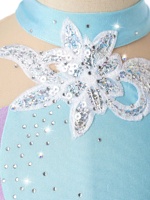 6-16 Costume de danse contemporaine Performance Wear Strass Paillettes Floral Patchwork Robe de danse de patinage
