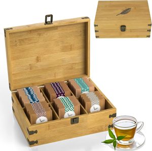 Scatole di Presentazione in <span class=keywords><strong>Legno</strong></span> a 6 Scomparti per Confezionare Bustine di Tè, Caffè, Zucchero e Capsule di Bevande - Product Image 1