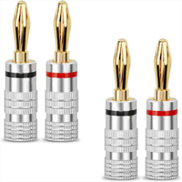 Connecteurs banane plaqués or 4,0 mm pour haut-parleur, connecteur audio à vis fermée pour câble de haut-parleur