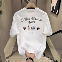 T-shirt en coton pour homme à imprimé animal de dessin animé surfeur, col rond, manches courtes, décontracté, streetwear, idéal pour les vacances, personnalisable en usine, vente en gros