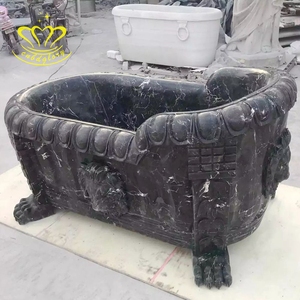 Statue moderne en marbre noir tête de lion égouttoir de baignoire autoportant pour salle de bain hôtel cuisine villa parc robinet inclus - Product Image 6
