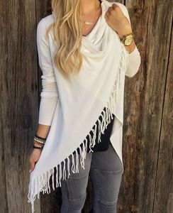Fashion Wholesale Cheap <strong>Women</strong> Pullover <strong>Cloak</strong> Ladies Slim Slash Tassels Coat - Product Image 2