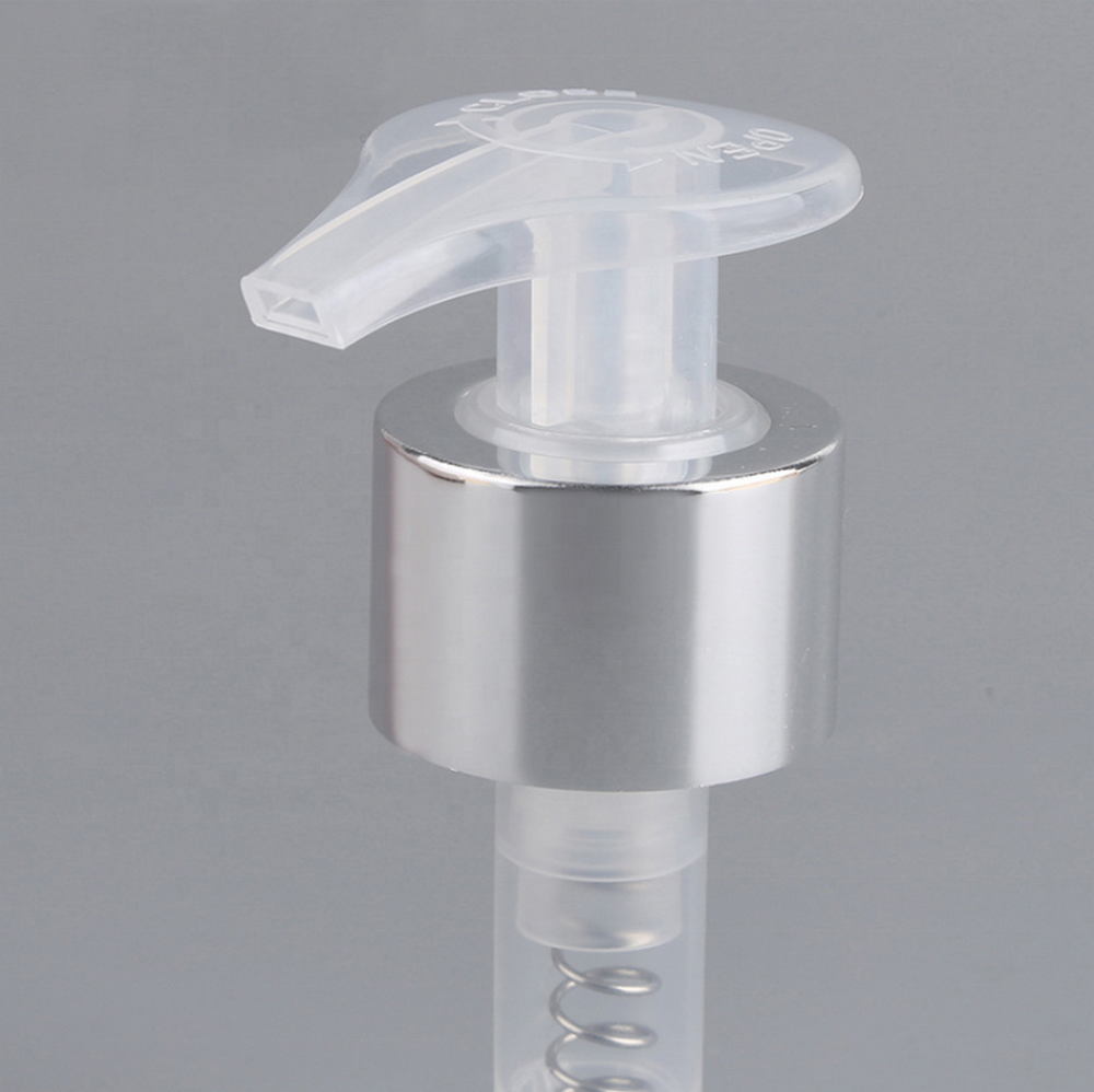 锁夹乳液泵塑料泵剪辑化妆品使用面霜弹簧外铝乳液泵