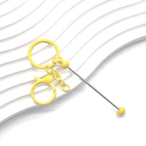 Porte-clés en métal perlé en silicone DIY de haute qualité, coloré, rose, jaune, avec barre émaillée pour perles, modèle « <span class=keywords><strong>Mama</strong></span> », très demandé - Product Image 3