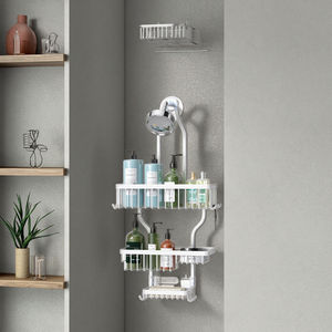 Estante de ducha de metal OEM con almacenamiento de jabón de champú Estante de baño de pared de aluminio sin perforaciones - Product Image 5