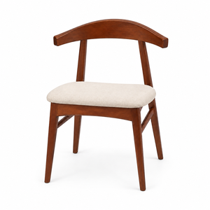 Chaise de salle à manger en bois de style moderne du milieu du siècle, siège rembourré en tissu noir, mobilier de maison, design en bois d'acajou - Product Image 6