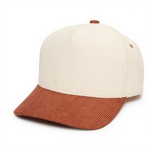 Casquette de baseball en velours côtelé à 5 panneaux avec logo personnalisé, bicolore, vintage, de haute qualité - Product Image 1