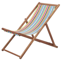 Chaise longue de plage pliable d'extérieur avec structure en bois massif et en fer pour utilisation en parc