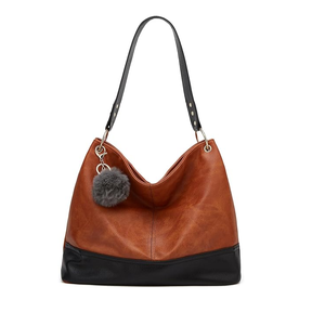 Bolso Tote de PU de Gran Capacidad con Cierre de Cremallera, Estilo Retro Europeo Americano, Patrón Sólido, Bolso de Hombro Individual - Product Image 1