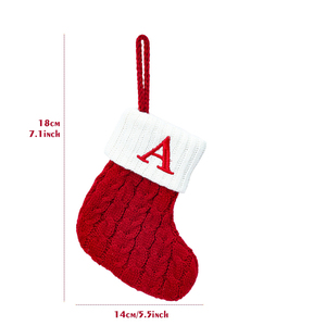 <strong>Mini</strong> Red Wool Knitted Christmas <strong>Stocking</strong> With Letters Snowflake Embroidery Xmas <strong>Stockings</strong> Holiday Gift Supplies - Product Image 5