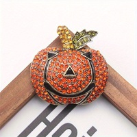 Broche vintage en forme de grande tête de citrouille avec strass pour Halloween, unisexe, tendance, pour les fêtes