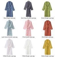 Peignoir en coton gaufré épaissi pour adultes, respirant toutes saisons, pour spa, avec logo personnalisé, unisexe, pour la nuit