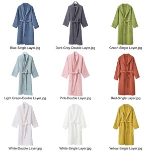 Wholesale Thickened Cotton <strong>Waffle</strong> <strong>Robe</strong> For Adults, Four-Season Breathable Spa Bathrobe, Custom Logo Unisex Sleepwear - Product Image 2