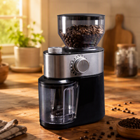 Moulin à café électrique automatique avec réglages de mouture ajustables, grande capacité de broyeur pour usage domestique, idéal pour expresso, café filtre et cafetière à piston.