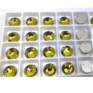 นำ<span class=keywords><strong>โชค</strong></span> K9คริสตัลสีเหลืองมะนาวทรงกลม12มม. เงางามเป็นพิเศษเย็บบนพลอยเทียมสำหรับรองเท้าชุดเดรส - Product Image 3