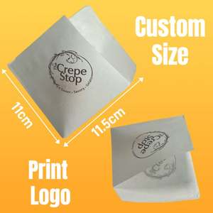 <b>Custom</b> Printed Brown Logo Crepe Packaging Sachet Crepes Packing Greaseproof Paper Bag Food <b>Waxed</b> Coated Triangle Paper Bags - Product Image 4