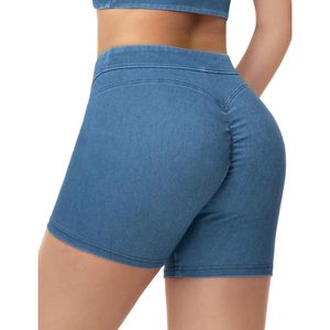 FOXA Women's Scrunch <b>Booty</b> Lifting Denim Shorts Stretchy High Waisted Jean Shorts With Pockets - Product Image 2