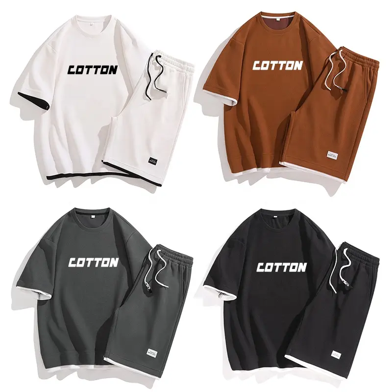 Casual Short Sleeve Shorts Two Piece Set Custom Logo Plain Shirt And Shorts Set For Men Blank Mens Summer Tracksuit