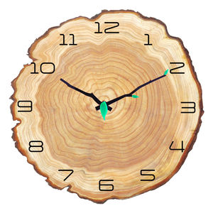 Horloge murale décorative en bois rustique de conception de chiffres arabes grande horloge murale en bois ronde décorative faite à la main de 12 pouces - Product Image 4