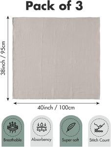 Lot de 3 couvertures d'emmaillotage en mousseline, motif feuilles tissées, anti-acariens, 38x40 pouces, douces, respirantes, durables, réversibles, style Americana - Product Image 5