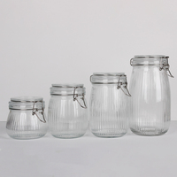 Grand pot de conservation en verre de 1500 ml avec couvercle hermétique à pince, récipient alimentaire de cuisine pour cornichons, couvercle à rabat, 750 ml, 1000 ml, 500 ml