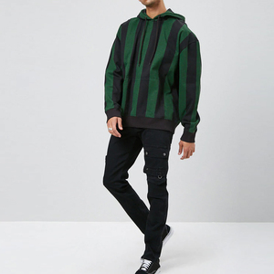 de alta calidad de hombre <span class=keywords><strong>jersey</strong></span> de lana negro y verde de rayas de manga larga de <span class=keywords><strong>punto</strong></span> sudaderas con capucha - Product Image 5