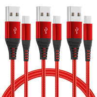 Kabel Data USB Type-C Berlapis Nilon 60W Pengisian Cepat 3A Tembaga Berlapis Timah untuk Mobil Android