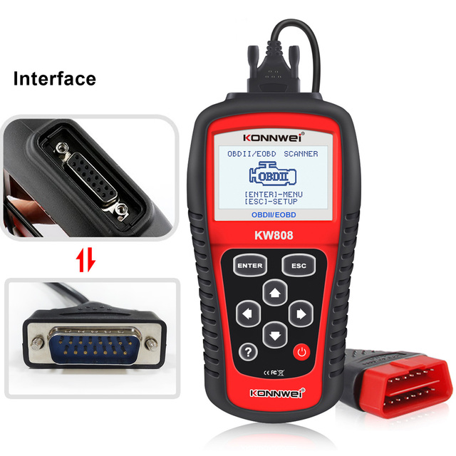 KW808 Portuguese Diagnostic Scanner MS509 Similar to for AUTEL Red OBD2 16pin Engine Analyzer Tools for 12V OBDii Cars
