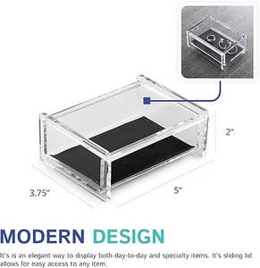 Boîte à fourre-tout ronde en acrylique transparent 3.75 "x 5" avec couvercle à charnière petit stockage polyvalent Keekes bijoux bibelots pour affichage - Product Image 5