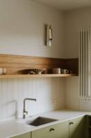 Vermont MDF avec mélamine Armoire de cuisine de couleur vert clair Cuisine en bois MDF fini brillant