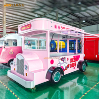 JINLIJING Usine Nouveau 16ft Rose Café Bus Remorque En Plein Air Mobile Cuisine Stree Fast Food Camion Chariots Sur Roues