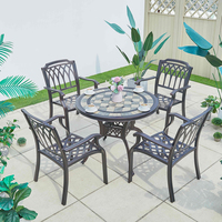 Mobilier d'extérieur, table et chaise en fonte d'aluminium, combinaison villa, balcon ouvert, table à thé, jardin, cour, carrelage