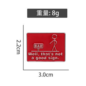 Sming pimleri karikatür çöp adam emaye broş metin iyi değil iyi bir işareti alaşım sırt çantası rozeti giyim aksesuarları hediye - Product Image 6
