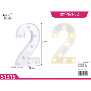 Wit Led Nummer 2 Licht Voor Huisdecor En Evenementen-Feestverlichting Voor Huisdecoratie En Speciale Gelegenheden - Product Image 1