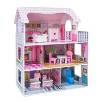 Casa de muñecas de madera para niños grandes, juguete educativo de simulación de juego de rol, casa de muñecas con accesorios, mobiliario para habitación de muñecas, sueño, 2022