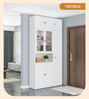 Bibliothèque en acier à section unique à usage domestique moderne avec portes en verre Commodes et étagères pour salle de bain, salon et cuisine