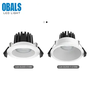 Obals Dimmable Ceiling Light Anti Glare Downlight 10W Led White Black Round Recessed IP44 IP54 Downlight Led Ceiling Down Lights